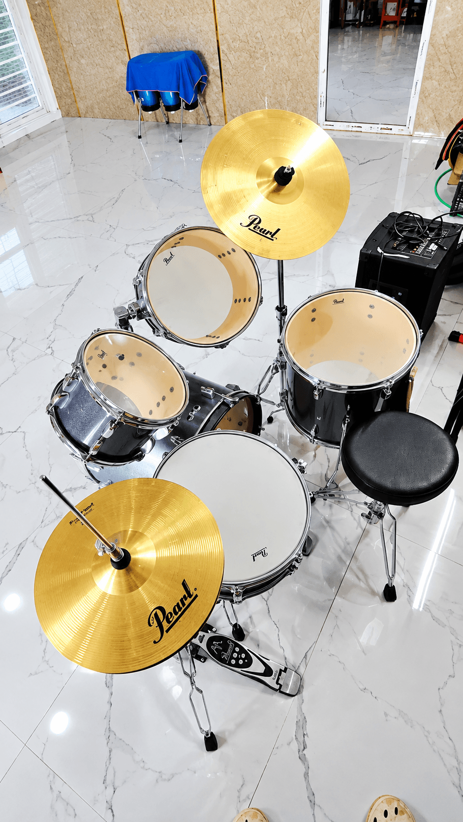 Drum kit in the music room at IRA International School
